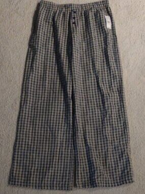 NWT Beverly and Beck Size Large Yellow Blue Plaid Pajama Bottoms Pants Sleepwear